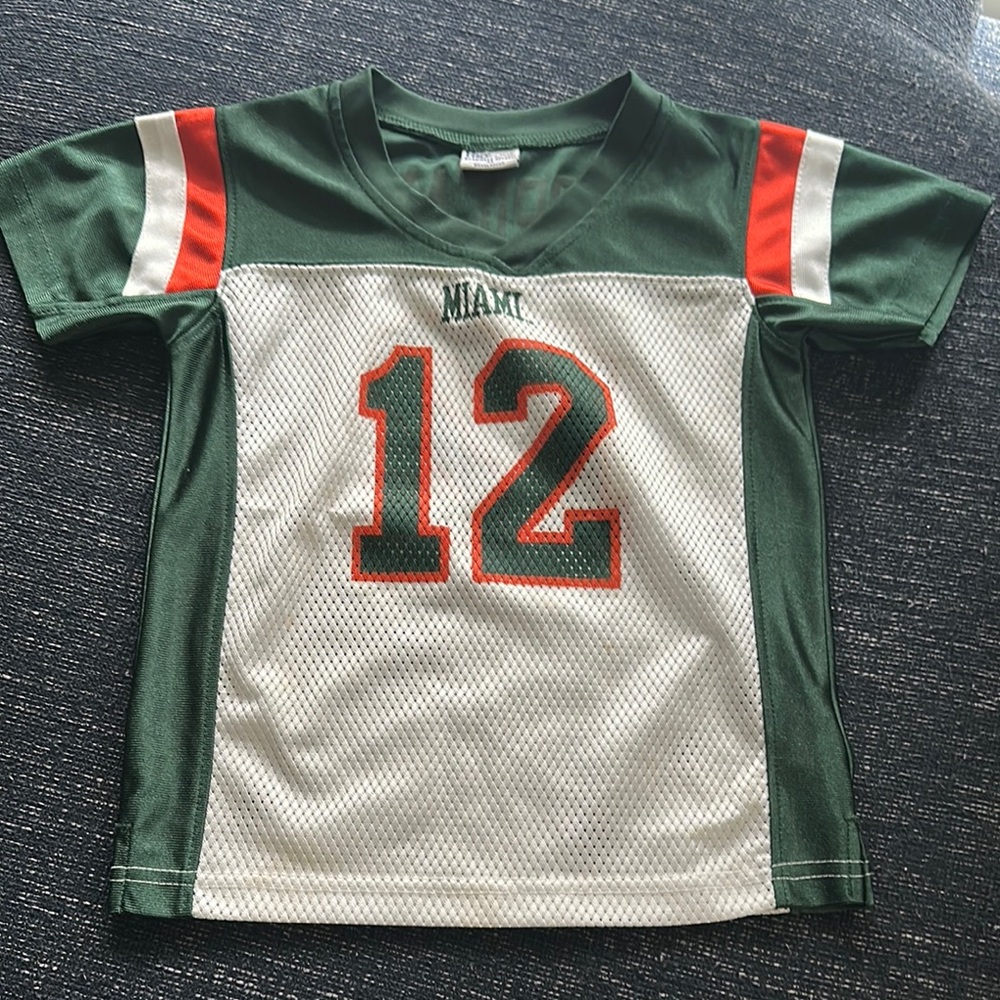 Kids Green and White Miami Jersey Shirt